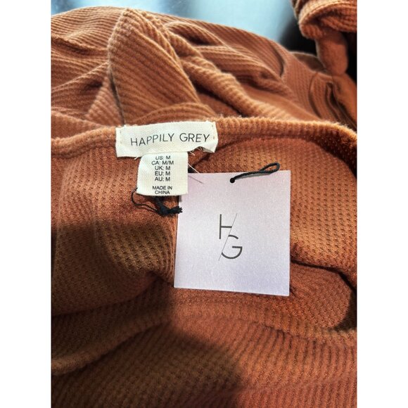 Happily Grey Womens 3-Piece Lounge Set In Rust Orange M Cardigan Tank Top & Jogg - Picture 2 of 16